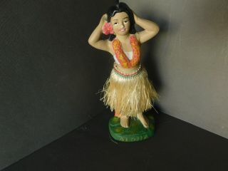 Vintage Hawaiian Aloha Chalkware Hula Girl Nodder Bobble Tiki Bar (n4)