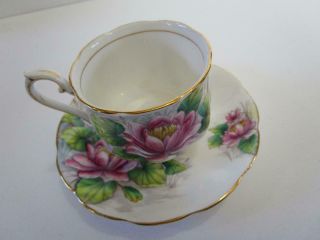 Vintage Royal Albert Water Lily Flowers of The Month Tea Cup Saucer No 7 3