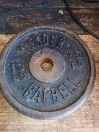 Vintage Antique Weider 10 Lb Barbell Weight Plate Standard 10lbs 10lb Gym Home