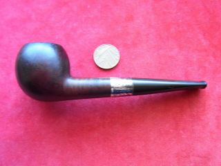 A Vintage Tobacco Smoking Pipe With Silver Collar 