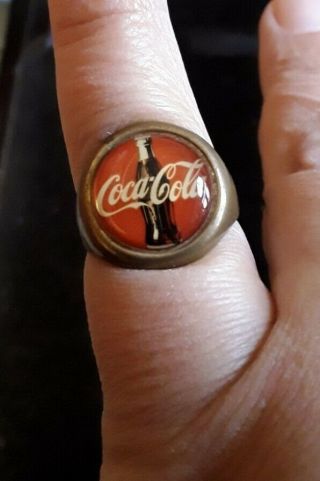 Vintage 1960’s Coca - Cola Brass Adjustable Ring