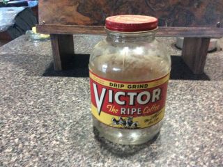 Victor The Ripe Coffee Vintage One Pound Jar Boston,  Ma.