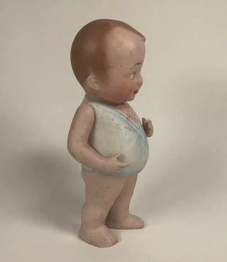 Antique Baby Bud All Bisque Doll with Googly Eyes in Blue Shirt Jointed Arms 2