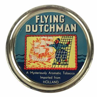 Vintage Flying Dutchman Tobacco Tin Imported From Holland With Tax Stamp