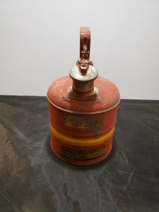 Vintage Justrite Metal Fuel Safety Gas Can 1 Gallon