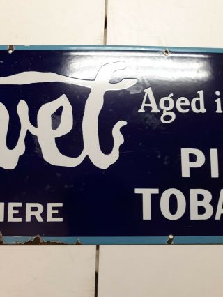 Antique Velvet Pipe Tobacco Porcelain Advertising Sign 12 