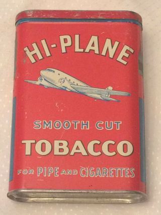 Vintage Hi Plane Twin Engine Smooth Cut Tobacco Pocket Tin