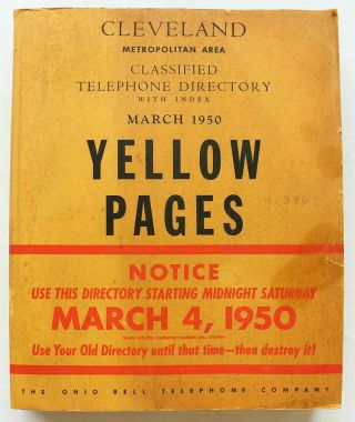 Cleveland Ohio 1950 Yellow Pages Phone Book - Ohio Bell - Vintage - Businesses