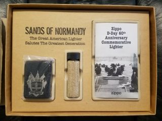 ZIPPO Sands of Normandy 60th Ann.  Commemorative Lighter Set Limited New/Opened 2
