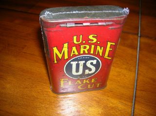 Vintage U S Marine Flake Cut Tobacco Tin Litho Hard To Find
