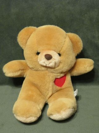 Vintage Russ Berrie Bear Plush Toy Light Brown Heart 545 Sitting 9 " Tall Rare