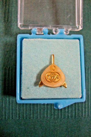 Vintage Twa Trans World Airlines,  10 Year Service Pin Gold Filled