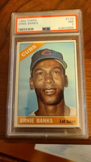 1966 Topps 110 Ernie Banks Psa 7 Hof Chicago Cubs