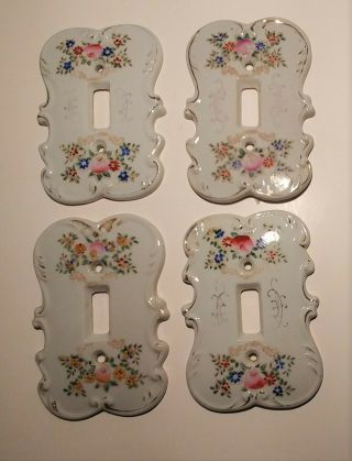 4 Vintage Porcelain Arnart Single Light Switch Plate Covers,  7310