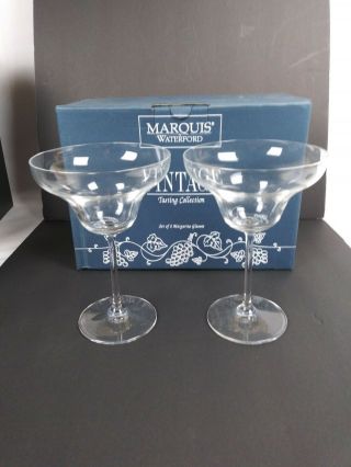 Marquis By Waterford Set Of 2 Clear Vintage Margarita Glasses 7 1/4 " W Box