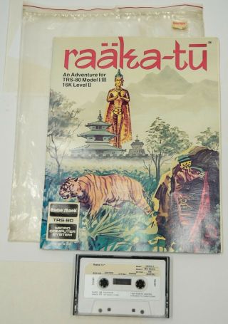 Raaka - Tu Adventure Computer Game Trs - 80 Model I/iii 16k Level Ii Cassette Vtg