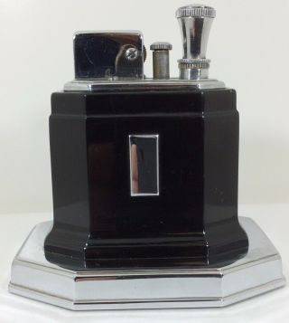 Vintage Ronson Octette Touch Tip Table Lighter - Black Bakelite Body