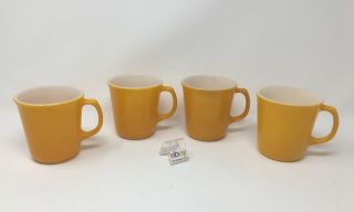 Set Of 4 Vintage Corelle Coffee Mugs - Orange / Yellow Color - 3 1/2 " H