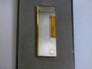 Dunhill Rollagas Lighter - 925 Silver Panels With Gold Plated Trim - Boxed,  Booklet