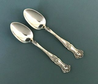 2 Antique Vtg 1847 Rogers Bros Grape Pattern Silver Plate Oval Teaspoons 5 7/8