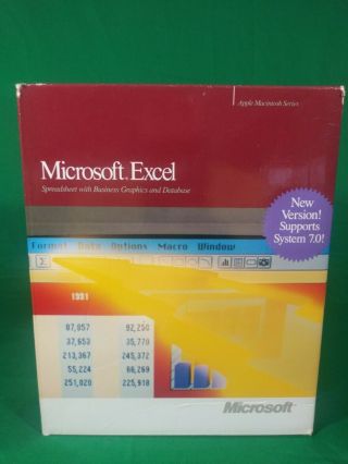 Vintage Microsoft Excel 3.  0 Apple Macintosh Series Floppy Disk Software 1991