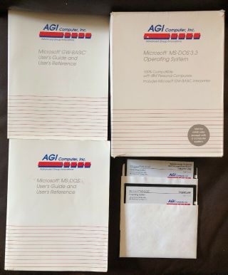 Agi Computer.  Microsoft Ms - Dos 3.  3 Operating System Complete Includes Gw - Basic
