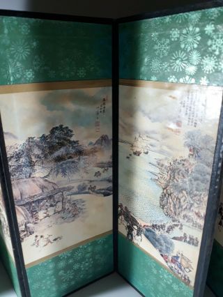 Vintage Asian Oriental 8 Panel Folding Screen Table Art Tabletop 9.  5 