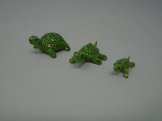 3 Vintage Hagen Renaker Miniature Bone China Turtle Figurines