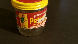 Vintage PETER PAN Smooth PEANUT BUTTER GLASS JAR With Metal Lid 2