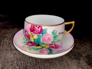 Vintage Occupied Japan Tokiro Fine Bone China Tea Cup Hand Painted Flowers Gold
