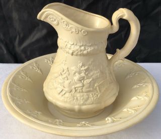 Vintage Ceramic Water Pitcher And Basin/bowl Wash Set