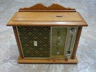Vintage Motorola Tube Radio Alarm Clock Model Tc24es Wood Housing