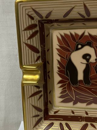 Rare Hermes France Panda Bear Cigar Ashtray Gold Accents 3