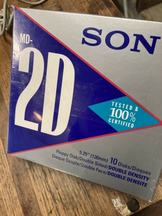 Dsdd 5.  25 " Sony Md - 2d 5 - 1/4 " Floppy Disks Floppies Box Of 10 Ds Dd