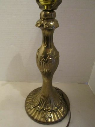 Antique Vintage Brass Floral Leaf& Heart Column Table Lamp Light.  Art Deco