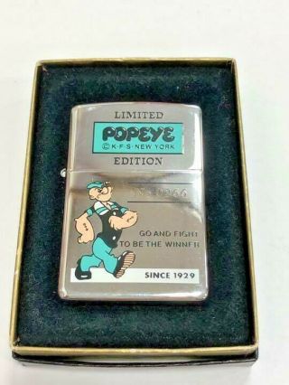 Popeye Vintage Zippo Lighter Limited Edition No.  0266 Rare Design Item Case