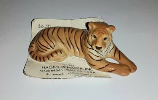 Vintage Hagen - Renaker Ceramic TIGER Figurine on Paper Cardboard 2