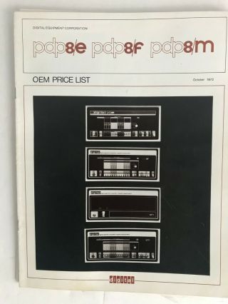 Pdp - 8/e Pdp - 8/f Pdp - 8/m Price Lists Dec Advertising Pdp8