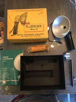 Vintage Kodak Flash Holder Model B,  Bracket Attachment,  Instruction Booklet