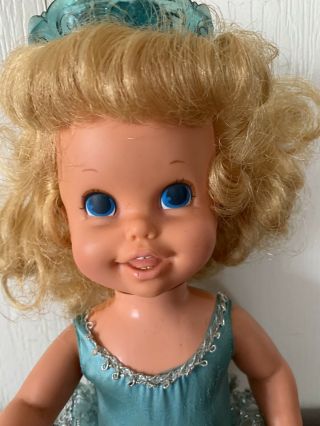 Vintage 1969 Mattel Baby Blonde Blue Dancerina Ballerina Doll 1960s With Crown