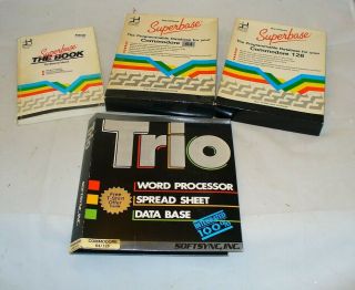 Commodore 64 128 Programs Superbase,  1 Superbase Book,  And Trio Word,  Data,