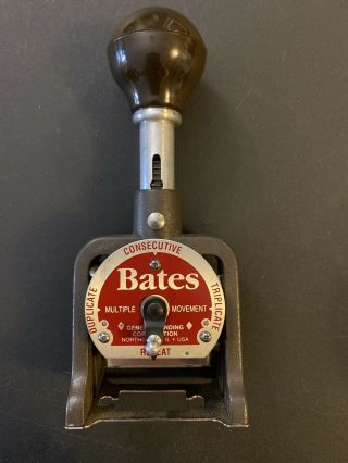 Vintage Bates Numbering Machine Stamper - 6 Wheel - Style E Mechanical