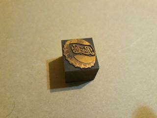 Vintage Pepsi Cola Logo Printers Wood Block Metal Plate Printing Stamp