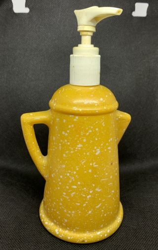 Vintage Avon Yellow Country Style Coffee Pot Moisturized Hand Lotion Soap Dispen