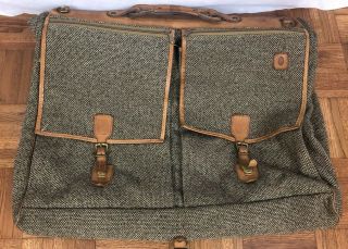 Vintage Hartmann Tweed Tan Leather Garment Bag Luggage 48 " X22.  5 " X4 "