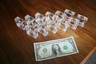 12 Vintage Mid Century Modern Clear Lucite Napkin Rings Holders