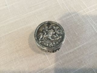 Antique Sterling Silver Snuff Or Pill Box Marked Italy