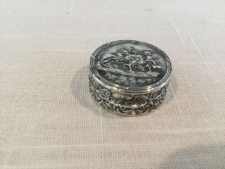 Antique Sterling Silver Snuff Or Pill Box Marked Italy 2