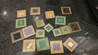 18 Vintage Socket 3 Socket 370 Gold Ceramic 486 Cpu Intel Amd