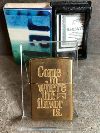 Zippo 2002 Marlboro " Come To Where The Flavour Is " Solid Brass - Double Sided